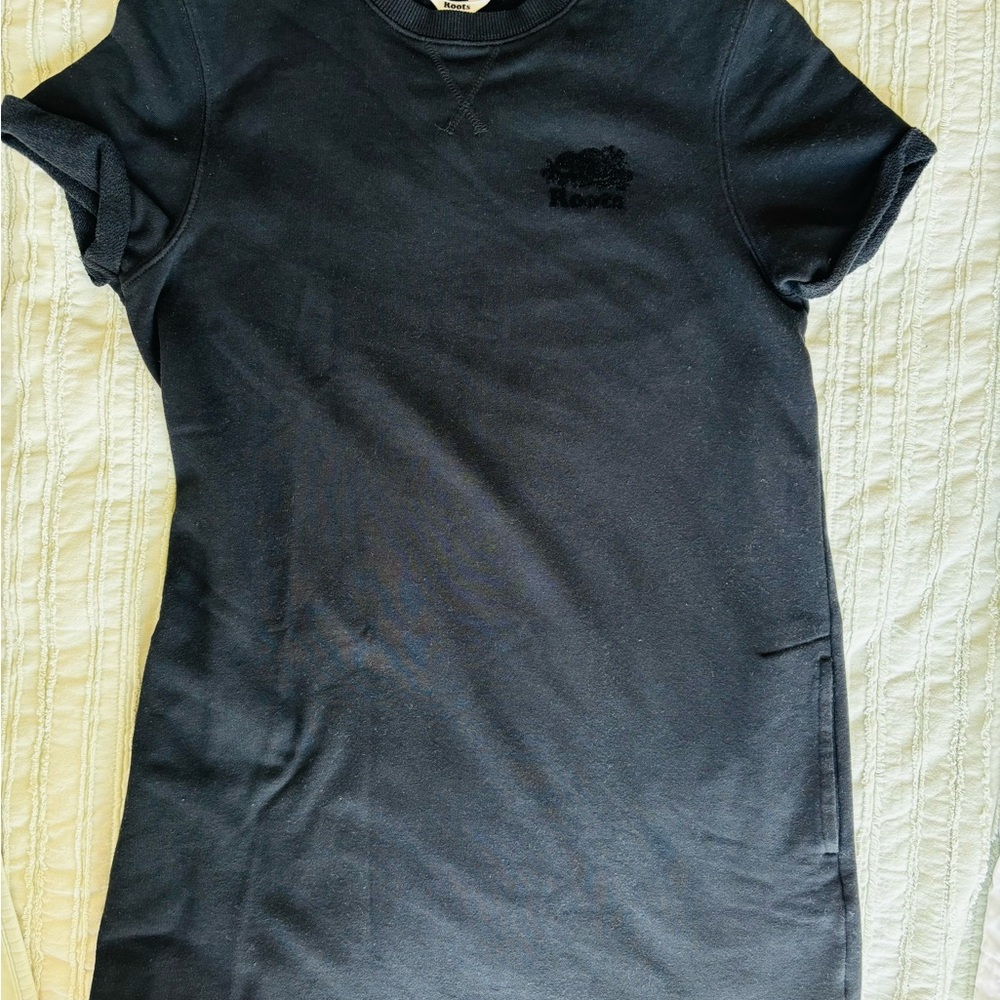 Roots Black Short Sleeve Sweatshirt Dress